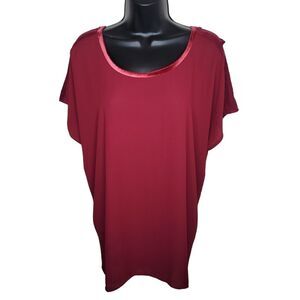 Loft Nwt drop sleeve mixed media Tie Back top size Large